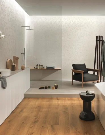 Pavimento cer&acirc;mico imita&ccedil;&atilde;o madeira Orelle natural 23x120