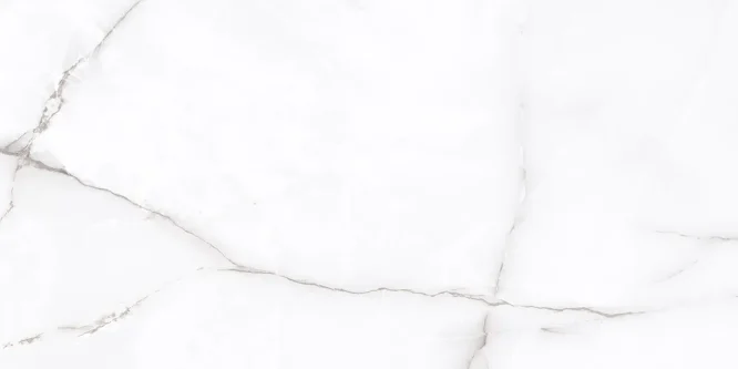 Detalhes da cerâmica Aral – textura marmorizada branca com estética luxuosa