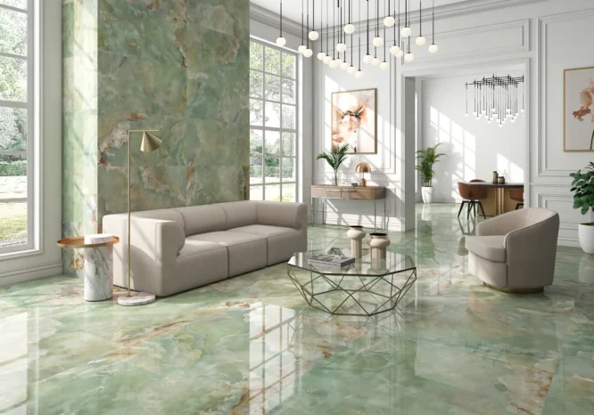 Pavimento cerâmico Onyx Jade polido