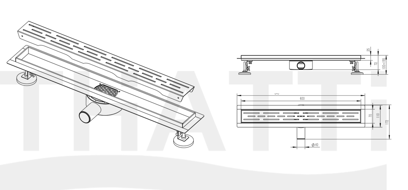 Ralo de duche para cerâmica com grelha reversível 3 Ralo de duche para cerâmica com grelha reversível - Image 3