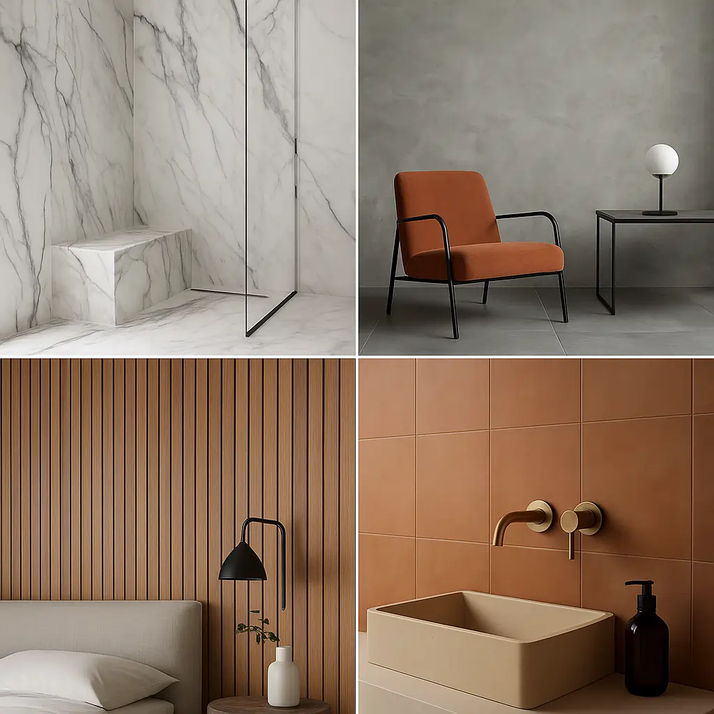 Tendências de Revestimentos em 2025: Mármore, Cimento, Madeira e Muito Mais