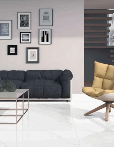 Cerâmica Calacata Light Klay Polido com brilho espelhado e veios delicados