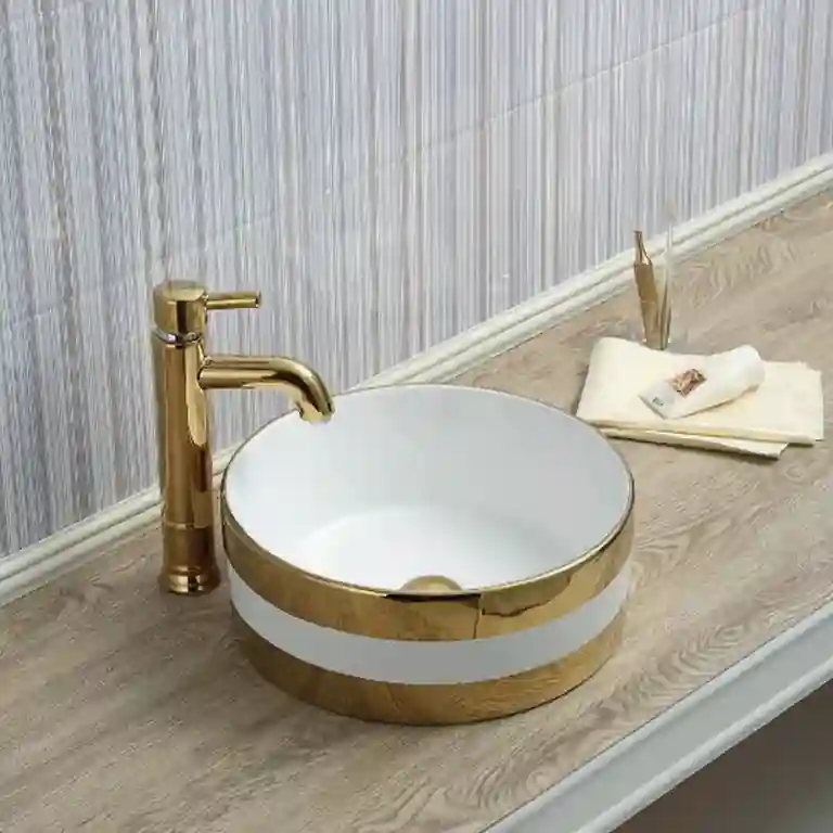 Lavatório de pousar decorado Denver Ouro