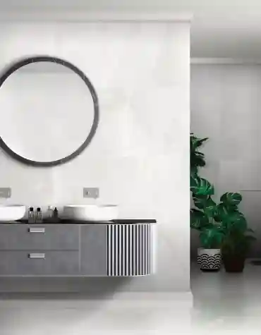 Ambiente moderno com pavimento Brescia – base neutra e luminosa em estilo contemporâneo