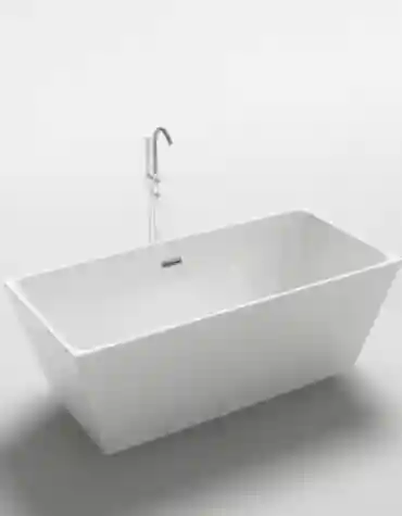 Banheira de centro Saturno com design retangular trapezoidal e instalação independente para casas de banho modernas