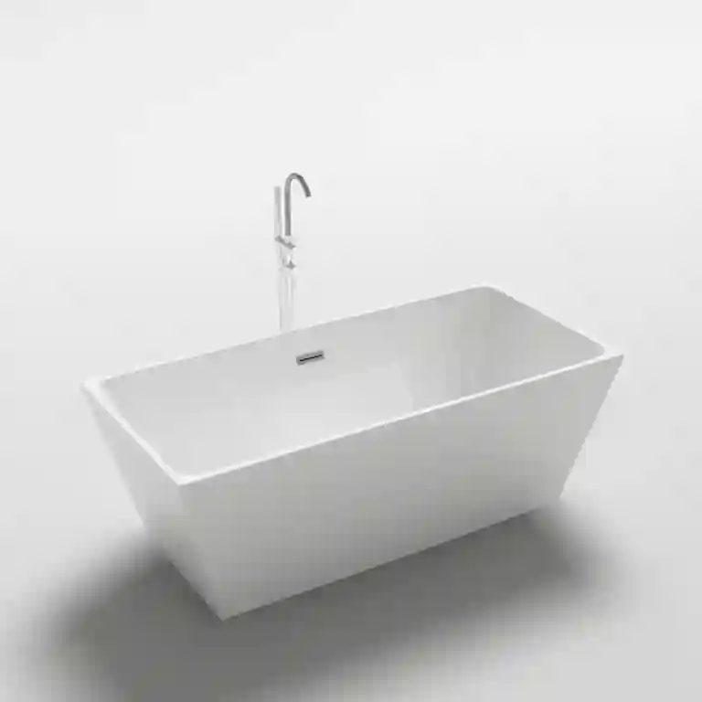 Banheira de centro Saturno 1 Banheira de centro Saturno com design retangular trapezoidal e instalação independente para casas de banho modernas