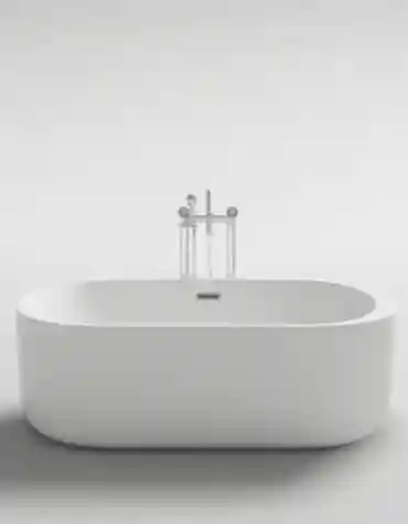 Banheira de centro Piave com design arredondado e linhas suaves, ideal para casas de banho minimalistas e modernas