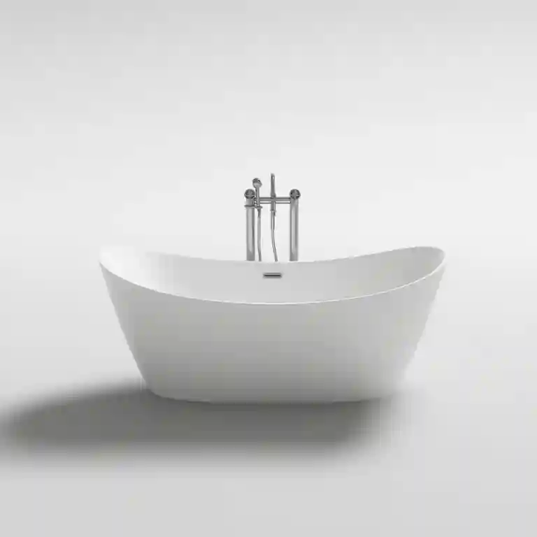 Banheira freestanding Bolero 1 Banheira freestanding Bolero com linhas simétricas e design oval, ideal para instalação central em casas de banho modernas