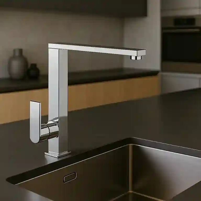 Torneira de cozinha quadrada Hugo 1 Torneira de cozinha quadrada Hugo com design geométrico moderno e sofisticado