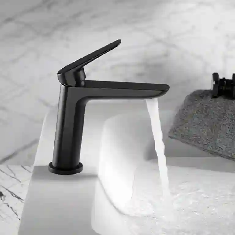 Torneira de lavatório Belgica Imex 1 Torneira de lavatório Bélgica Imex em preto mate, design moderno com corpo arredondado e manípulo superior