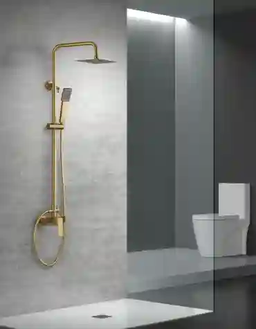 Coluna de duche quadrada ART instalada em casa de banho moderna com design sofisticado