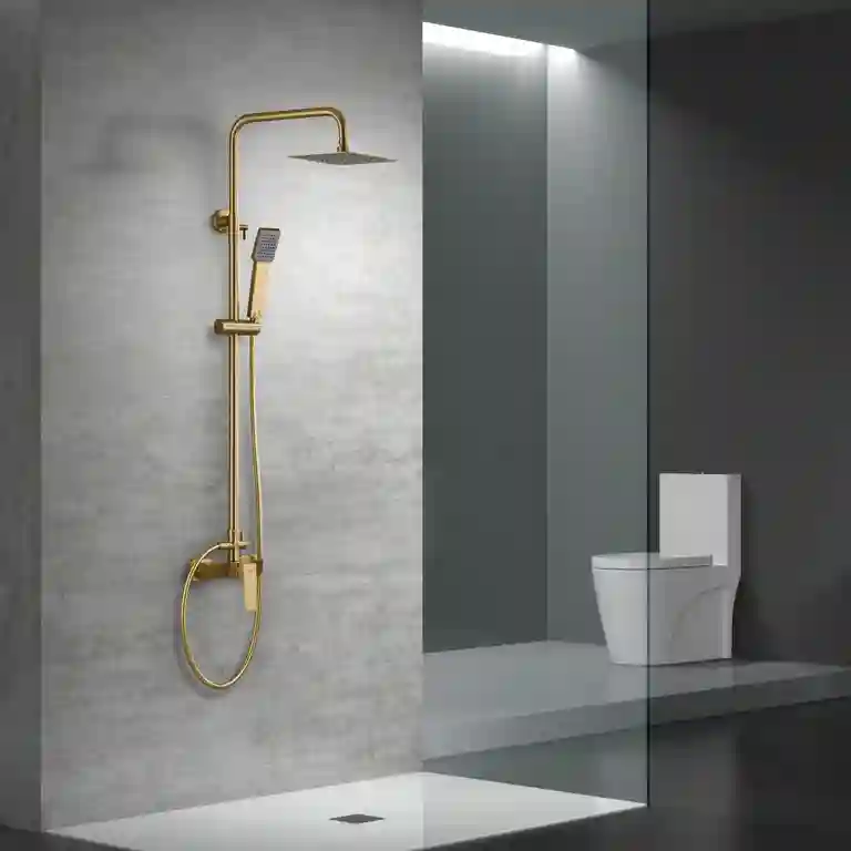 Coluna de Duche Quadrada Art 1 Coluna de duche quadrada ART instalada em casa de banho moderna com design sofisticado