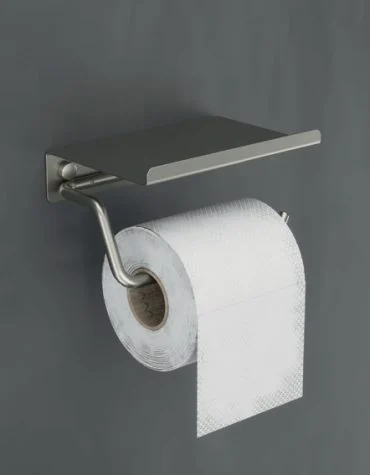 Porta-rolo com prateleira Essencial, design moderno e fixação por colar ou aparafusar