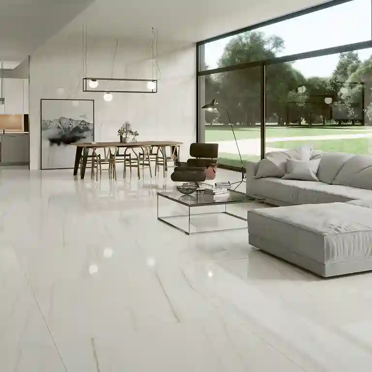 Pavimento Cerâmico Marmore Flow White 1 Pavimento Cerâmico Mármore Flow White